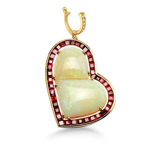 One-of-a-Kind Soul Mates Opal and Ruby Pendant (Chain not Included)